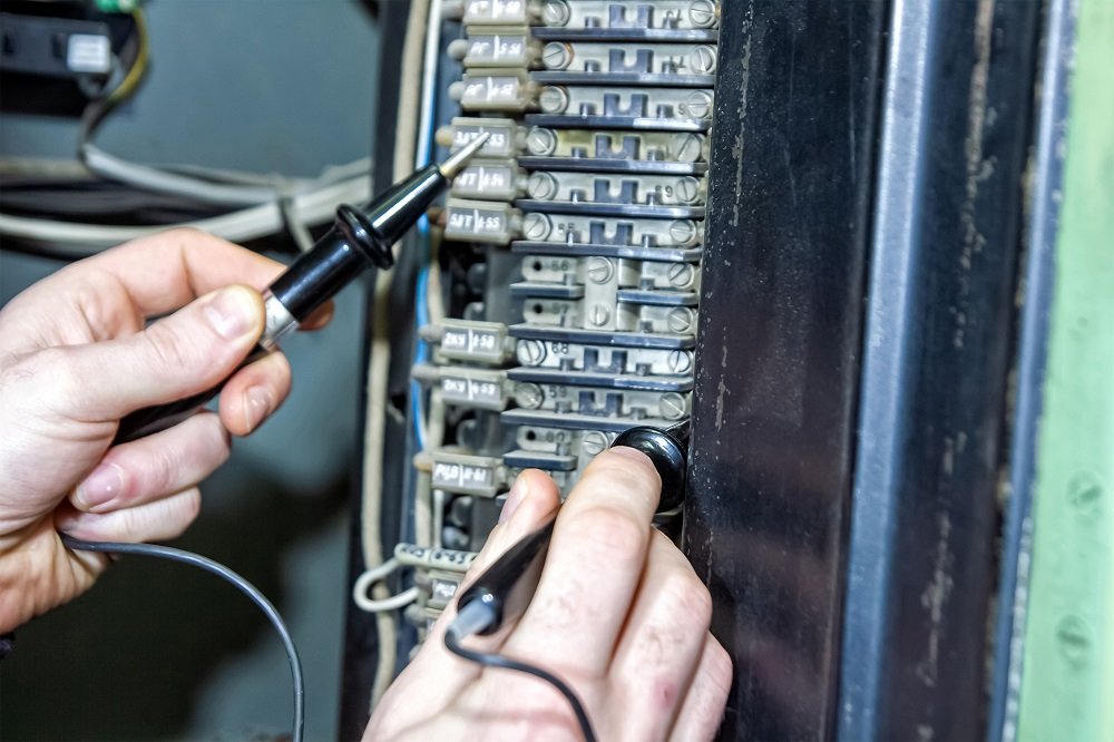 Electrician working in a power station